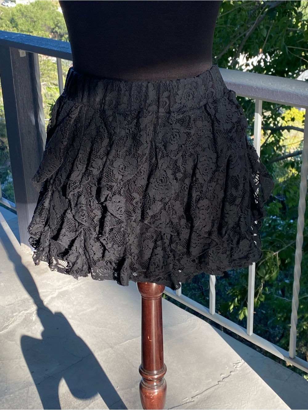 Wet Seal Black Lace Tiered Mini Skirt